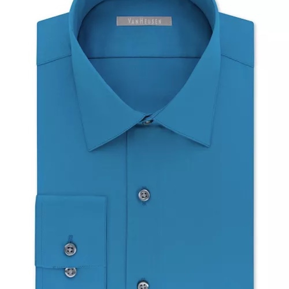 Van Heusen Men's Lux Sateen Light Blue Long sleeve size 16.5